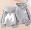 Unisex Trendy High Street M-Print Zipper Hooded Sweatshirt for Spring and Autumn