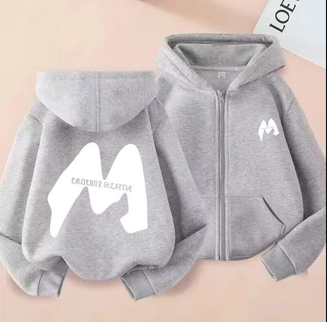 Unisex Trendy High Street M-Print Zipper Hooded Sweatshirt for Spring and Autumn