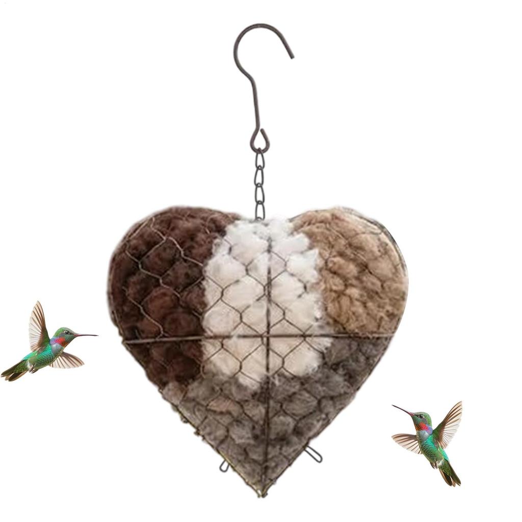 Handmade Fiber Bird Nesting Heart Shape Autumn Winter Warm Bird House Nest For Hummingbird Pet Hanging Cage