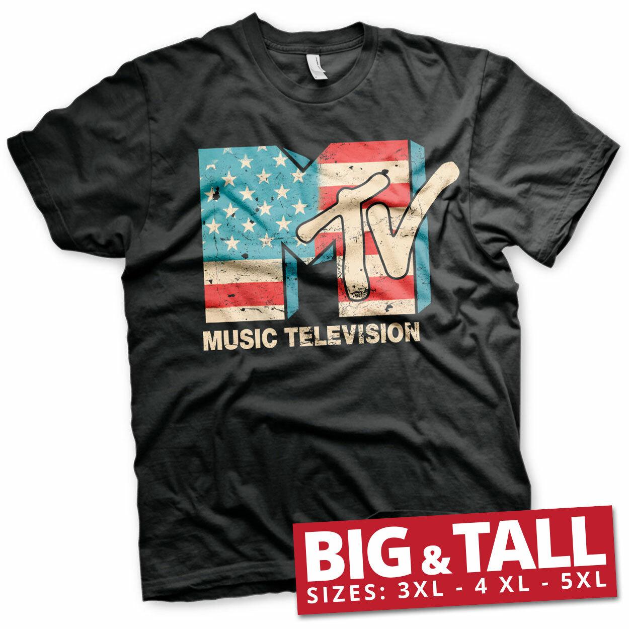 Officially Licensed MTV Distressed USA-Flag BIG TALL 3XL4XL5XL Men s T-Shirt L