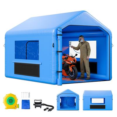 Inflatable Paint Booth, 4 X 3 X 2.8 M, Inflatable Spray Booth with 750W Powerful Blower and Air Filter System, Triangular Roof, for Painting Bicycle,