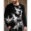 Men's Autumn and Winter 3D Printed Crew Neck Long Sleeve T-Shirt