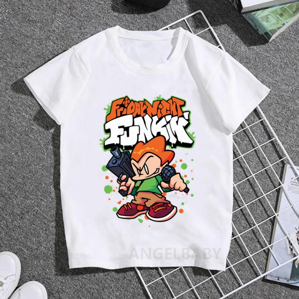 Hot Game Friday Night Funkin Cartoon Kids T shirt Girls Summer Fashion Tops Baby Boys Clothes Children Short Sleeve T-shirt