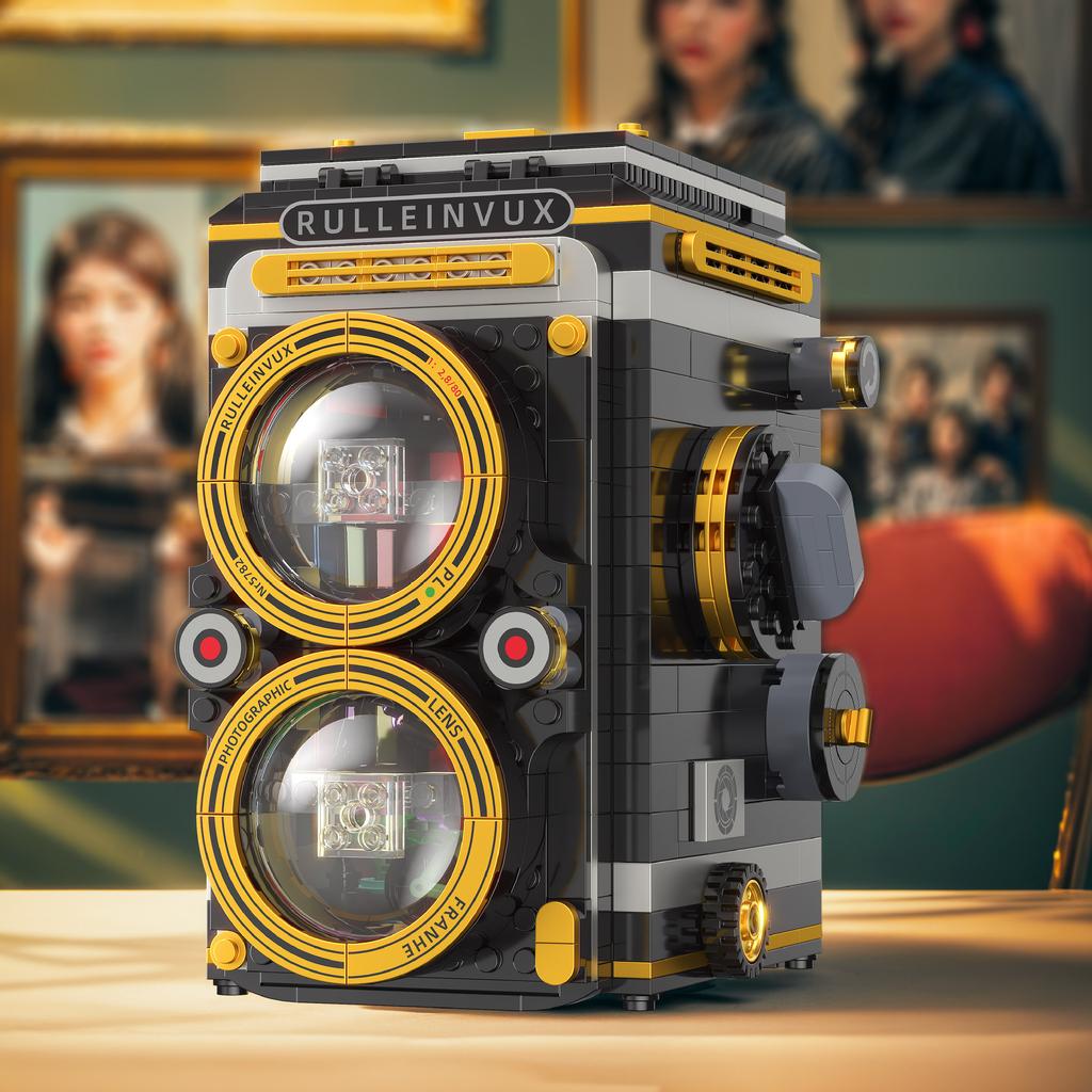 Retro Telephone Projector Coffee Machine Building Block Model Puzzle Assembled Toy Gifts For Boys And Girls