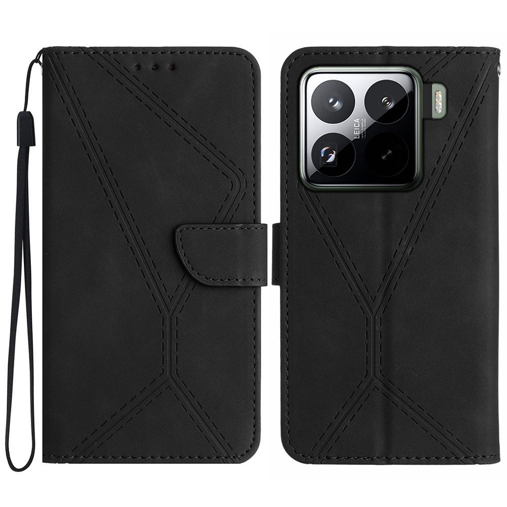 For Xiaomi 15 Pro Case PU Leather Flip Phone Cover Skin Touch Lines Imprint