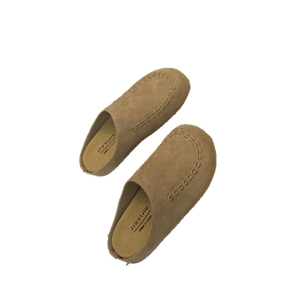 Retro Mori Thick-soled Bag Head Half Slippers Women's Outer Wear 2025 New Lazy One-pedal Shoes Muller Single Shoes