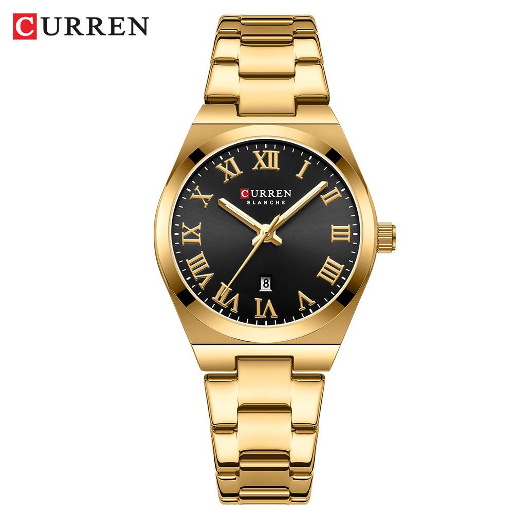 CURREN 9095 Women's Quartz Watch Roman Numerals Calendar Waterproof Female Wristwatch
