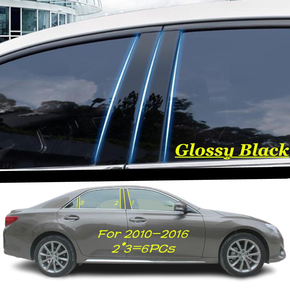 For Toyota Reiz/MARK X 2005-2009 2010-2016 Car PC Material Pillar Post Cover Door Trim Window Molding Sticker Plate Accessories Black 2010-2016