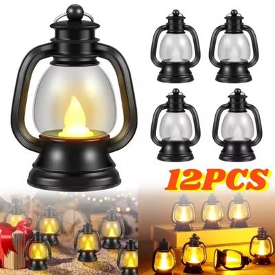 1-12Pcs Mini Retro Electrical LED Candle Lamp Soft Light Decorative Portable Vintage Christmas Kerosene Candle Lamp