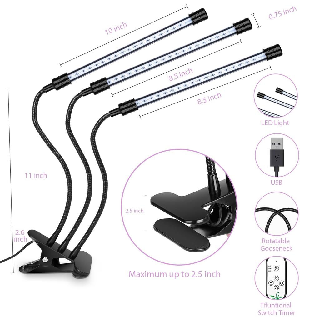 LED pěstební světlo USB PhytoLamp Full Spectrum 5V Phyto lampa 4 hlavy rostlinné světlo pro domácí rostliny, květiny, semena, vnitřní pěstební box