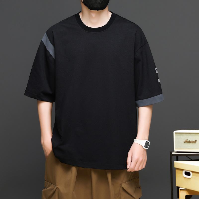 

Летняя футболка с короткими рукавами, мужская футболка большого размера 10XL с круглым вырезом 9XL чёрный