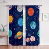 Custom Cartoon Animation Window Drapes, Universe Star Pattern, Bedroom, Living Room, Kitchen Decorative Curtains, 2 Pieces