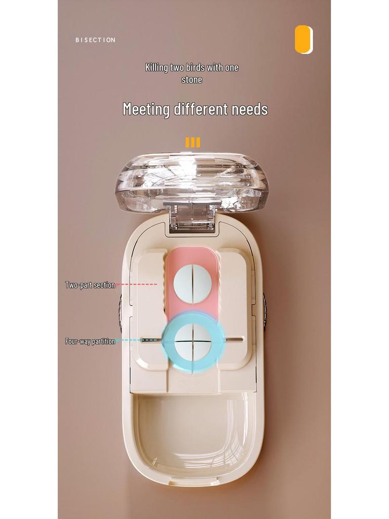 Pill Cutter & Divider: Precise 1/4 & 1/2 Cutting, Portable Pill Box