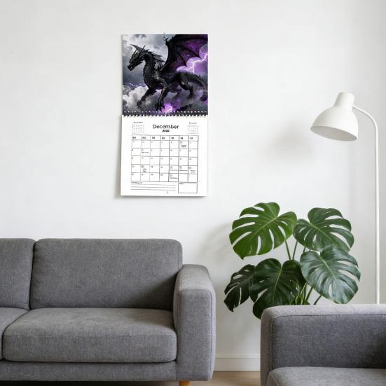 2026 Drakens Väggkalender 12-Månaders Fantasikalender Spiralbunden Vertikal Månadskalender för Hemmakontoret Gåvor för Drakälskare