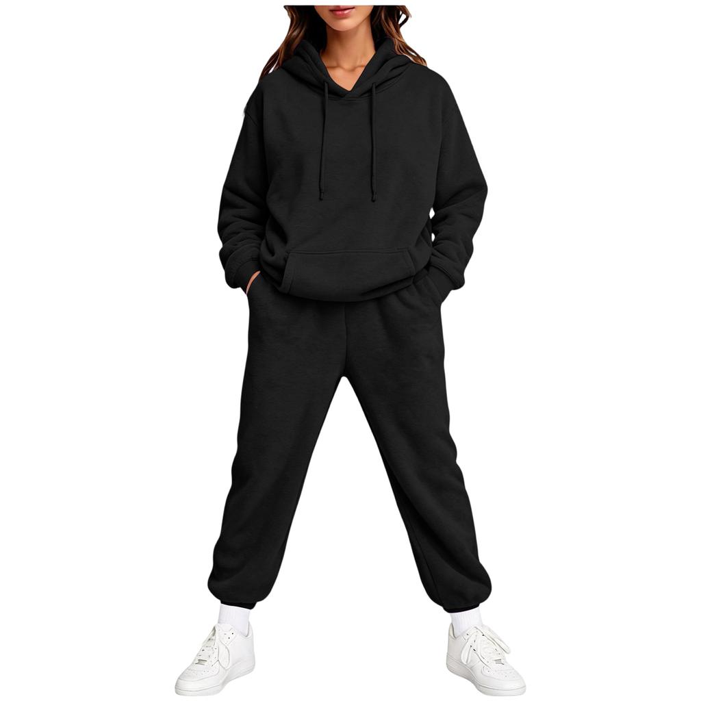 Damen Freizeit Hoodie Set Farbe Lockerer Sitz Kapuzenpullover