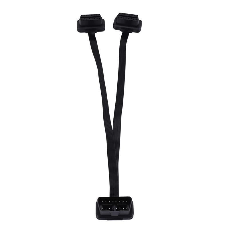 OBDII Extension Dual Connector Y Splitter OBD OBD2 16PIN Male To Female Connection Flat+Thin For ELM327