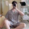 Men's Ice Silk Luxury Shorts & Short Sleeve Set - Korean Style for Teen Boys