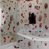 Halloween Bloody Handprint Footprint Window Stickers Wall Stickers for Halloween Party Decorations ide Outside Decor Come with Plastic Scraper Tools