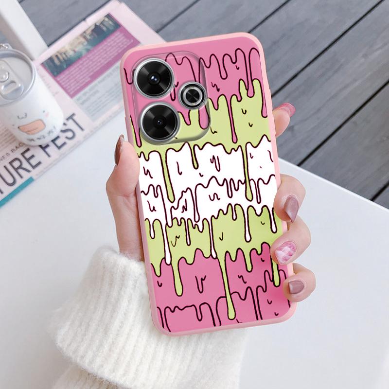 For Redmi 13 4G Phone Case Brown Leopard Print Soft Silicone TPU Cover Colorful Marble Fundas For Xiaomi Redmi 13 Redmi13 Coque