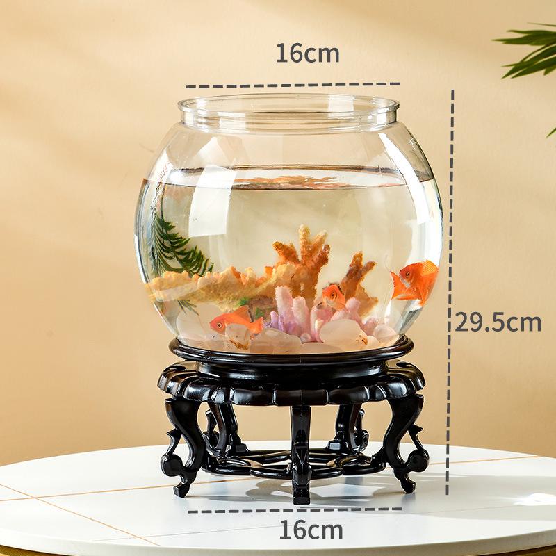 Transparent Plastic Desktop Turtle & Betta Fish Tank - Round Ornamental Aquarium for Home or Office