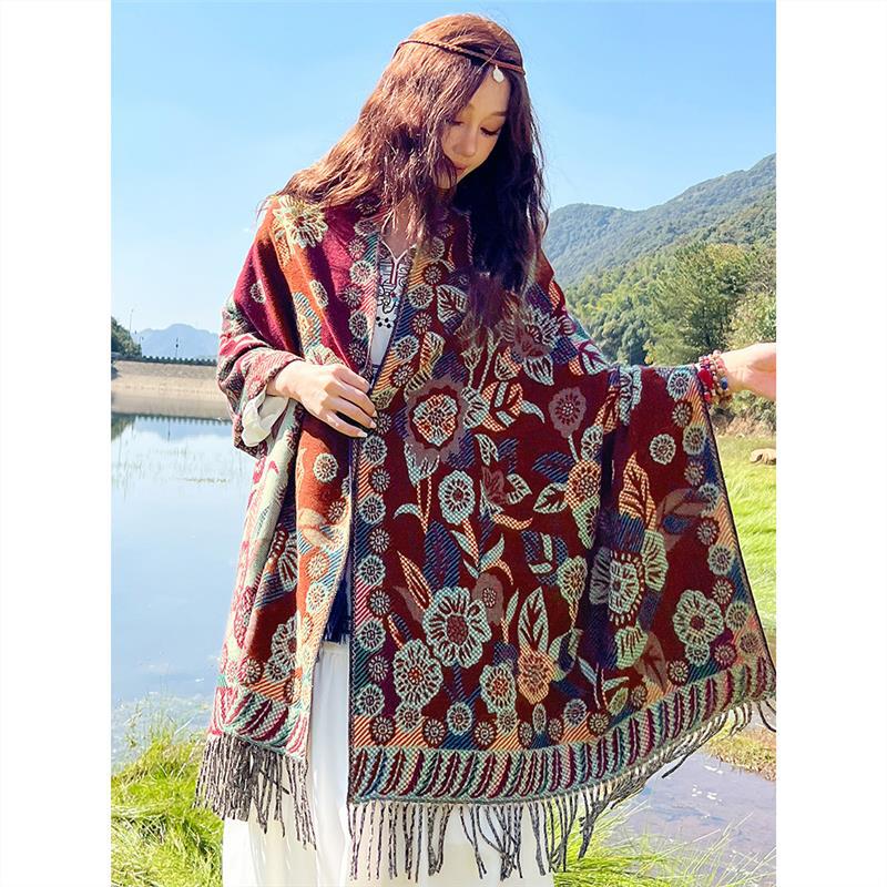 Skin Friendly And Breathable Warm And Versatile Home, Autumn And Winter Women'S Travel Shawl, Thick Cloak, Air Conditioning Blanket