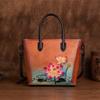 Johnature Retro Embossed Women Tote Bag Genuine Leather Luxury Handbag Leisure Natural Soft Cowhide Large Capacity Shoulder Bags