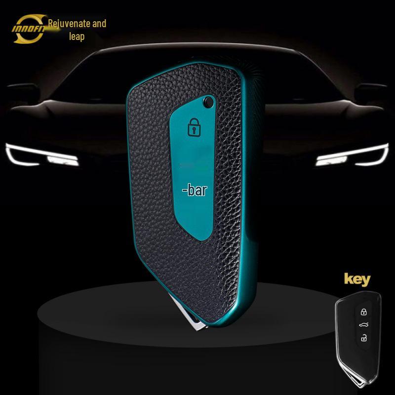 

HuanYue TPU Leather-Grain Car Key Case for 22 VW Models: Golf 8, Touareg, Talagon, ID4X, ID3 opp