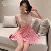 Bellissimo filato nuovo sexy stampa leopardo sesso prospettiva tentazione bretella camicia da notte scollatura profonda pizzo sesso camicia da notte donna