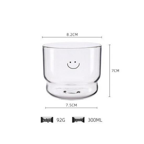 Smiling Face Heart Stackable Glass Cup - Creative Milk Cup & Dessert Bowl Glass Cup