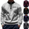 Autumn/Winter Stand-Collar Pullover Half-Zip Men's Sports Thermal Fleece-Lined Sweatshirt