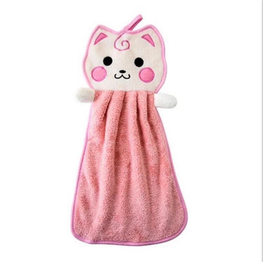 Cartoon Cat Hand Towel Thickened Kitchen Bathroom Coral Velvet Cloths Towels Home Quick Drying Children Cleaning Dishcloth