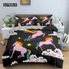 Unicorn Duvet Cover Set Cartoon Animal Bedding Set Single Twin King For Kids Girls Polyester Romantic Theme Star Comforter Cover