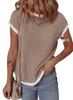 Women's Ribbed Knit Short-Sleeve T-Shirt - Casual Spring/Summer Top