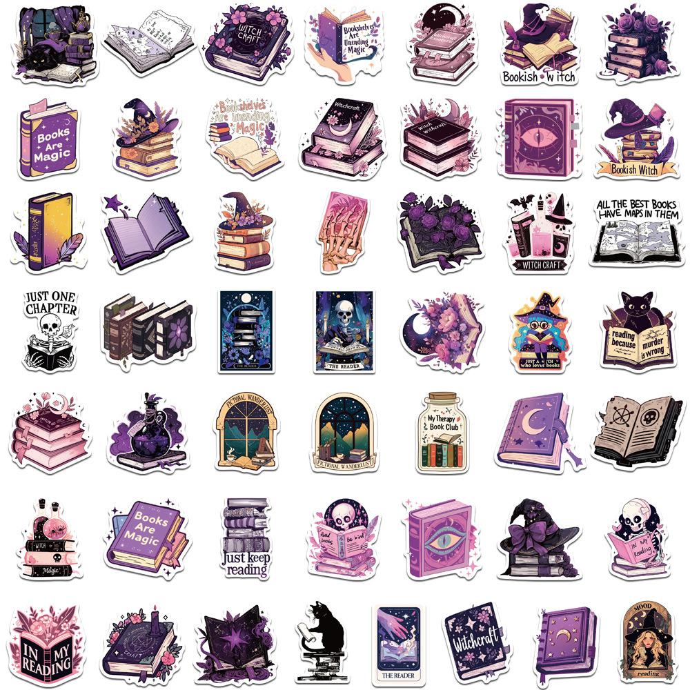 50PCS Purple Pack Bookish Stickers for Notebook Luggage Skateboard Decoration Graffiti Decals Cool Decals