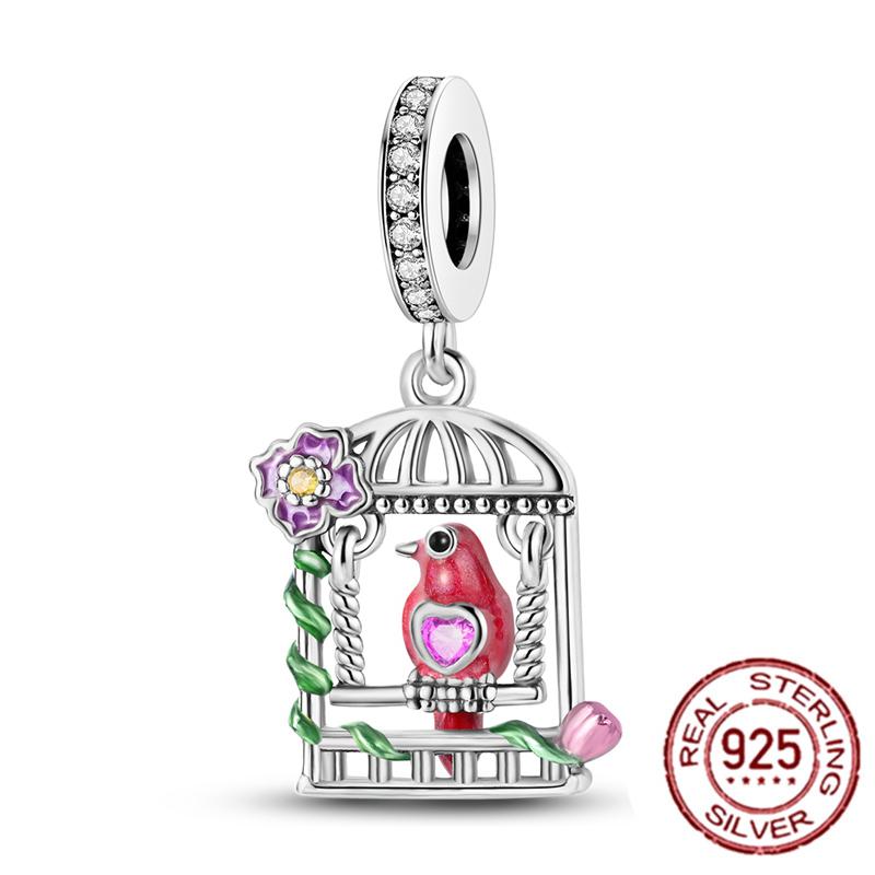 Copper Bird Bird Bird Dove Flower Charms Fit Original Bracelet Charms Necklace Charms For Jewelry Making