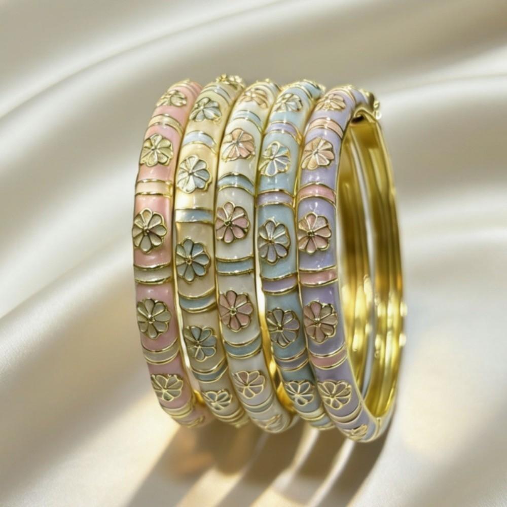 Traditional Vintage Cloisonne Bangle Colorful Women's Hand Bracelet Dainty Flower Bangle Ladies