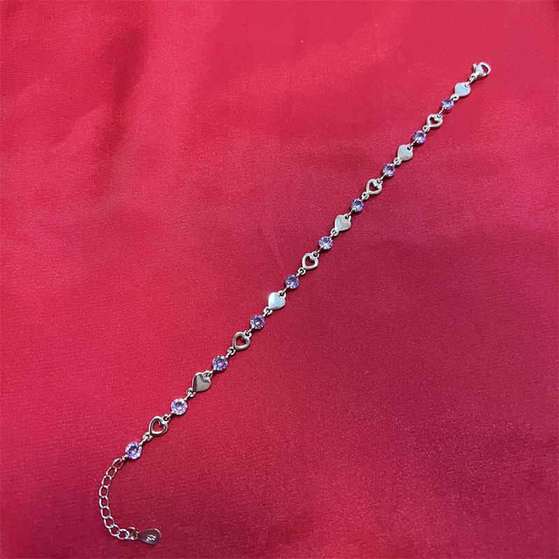 Charme Kristall Lila Weiblichen Armband Schmuck Mode Mädchen 925 Silber Armbänder Für Frauen Braut Hochzeit Engagement Bijou Geschenk