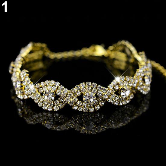 Women's Elegant Wedding Banquet Bangle Cocktail Party Rhinestone Bracelet
