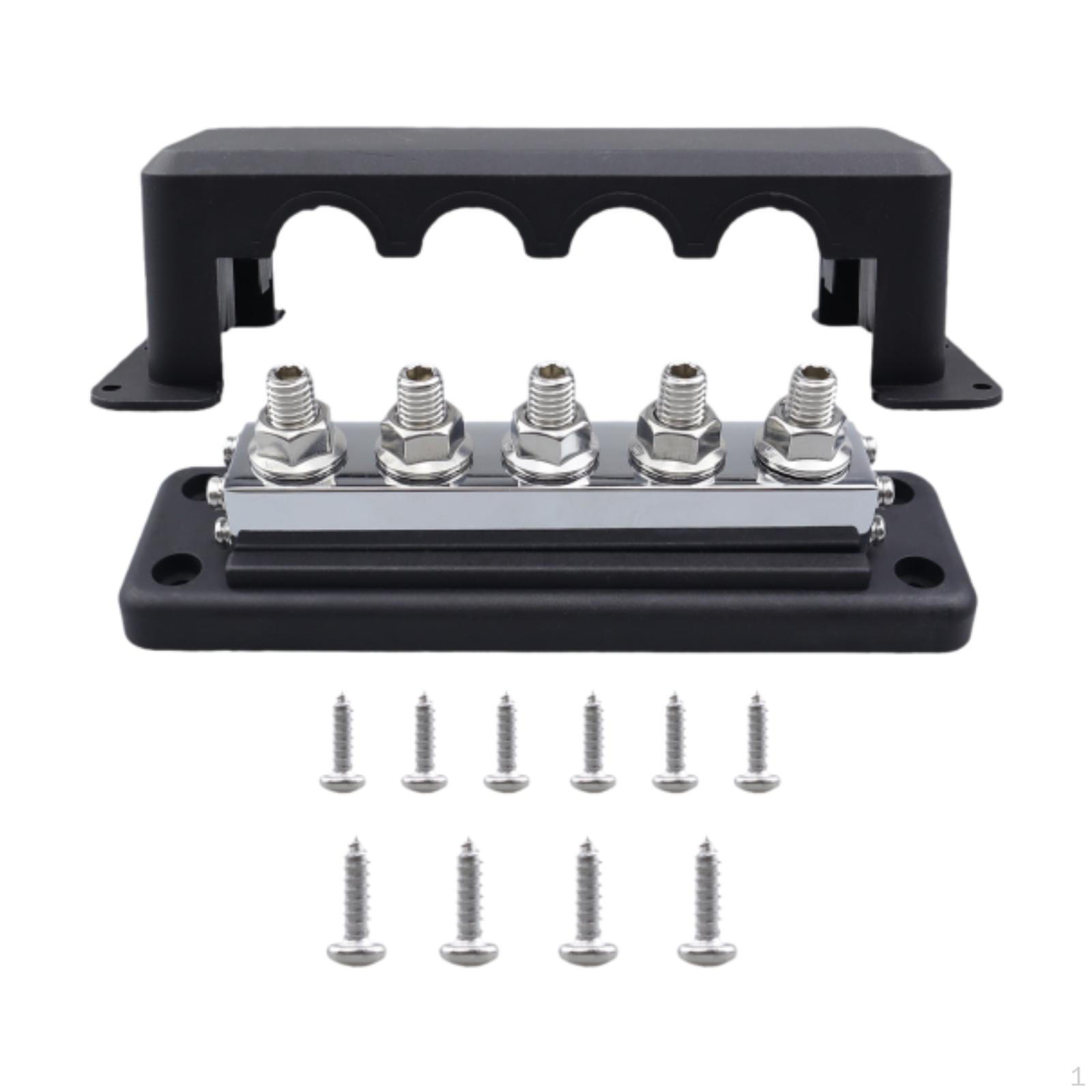 

300 В 600 А шинний блок розподілу живлення, 5 клемний пилонепроникний блок для човна, автомобіля, чорний