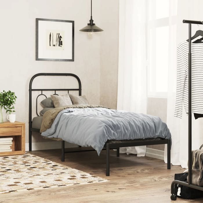 VidaXL Tête de lit métal noir 75 cm, tête de lit en métal, tête de lit noire,, tête de lit pour lit simple 377143