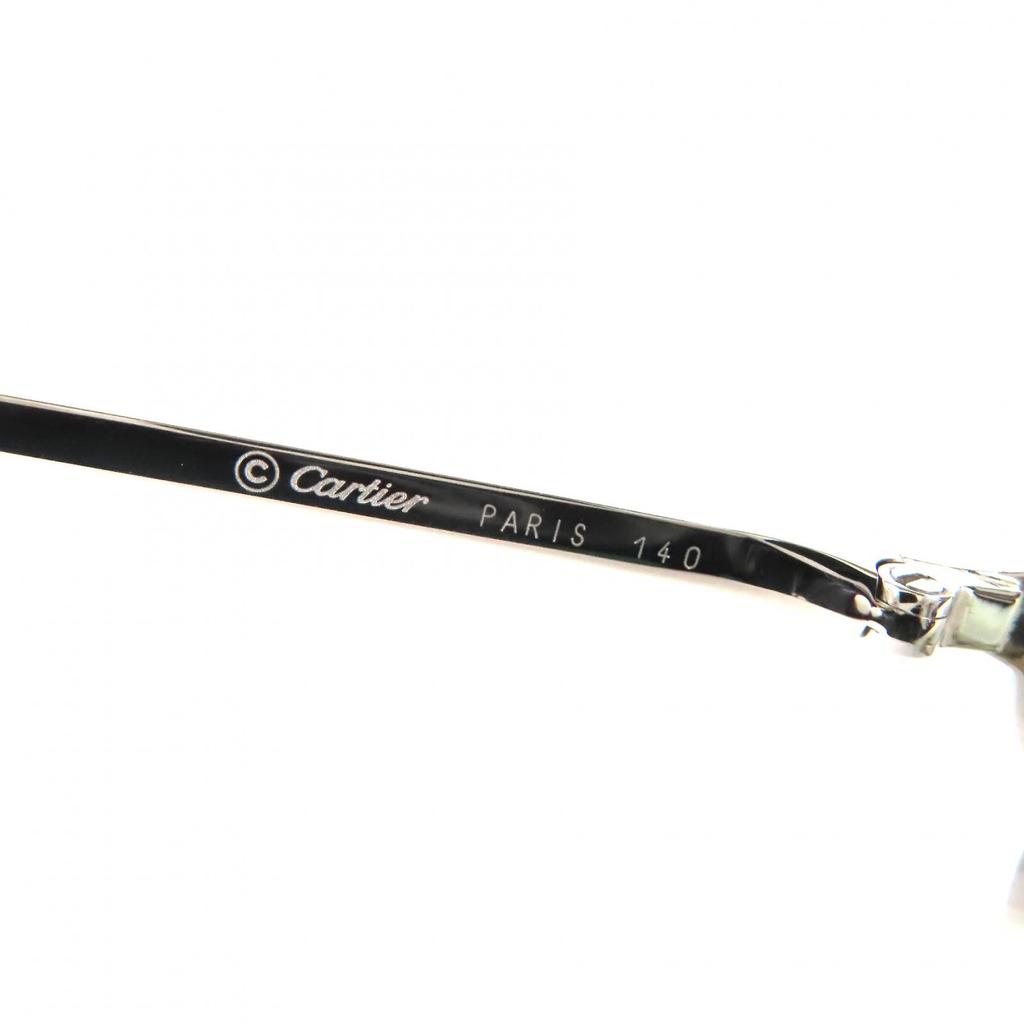 Great Cartier Glasses 2C Decor Two-Point Rimless Square Black Mens Used