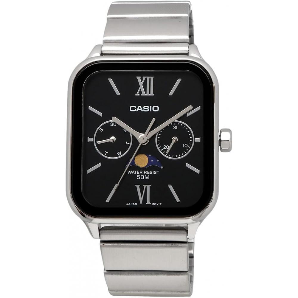CaSio Standard Moon PhaSe Analog Men S Watch Mtp M305d 1a2v Metal Band Black
