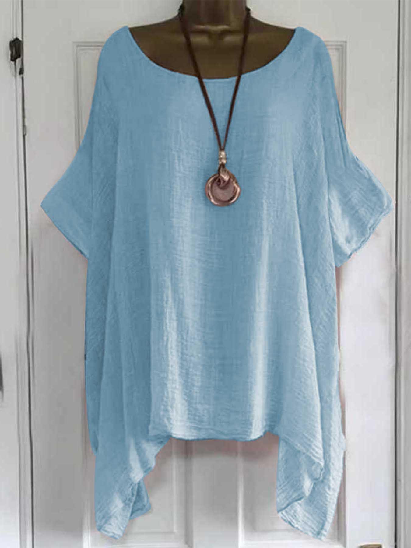 2025 European and American wish women s clothing summer new fashion solid color irregular women s short sleeves T S