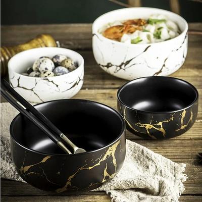 Bol en Céramique Marbré Style Nordique, Ensemble de Vaisselle pour la Maison, Porcelaine Petit Déjeuner, Dîner Riz, Soupe de Nouilles, Bols Ronds