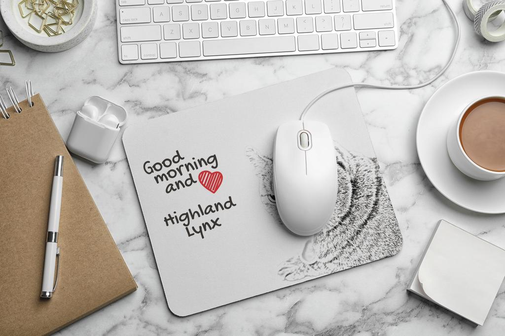 Highland Lynx - Art-Dog markasından baskılı mouse pad, kişiselleştirilmiş kedi pedi, ofis çalışanı için benzersiz bir alet