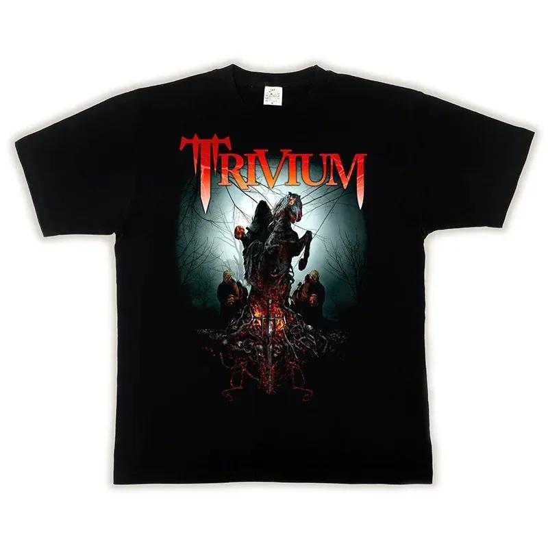 2024 MEGADETH TRIVIUM Popular Pattern Printed European and American Rock High Street T-shirt Cotton Summer Short Sleeved Top