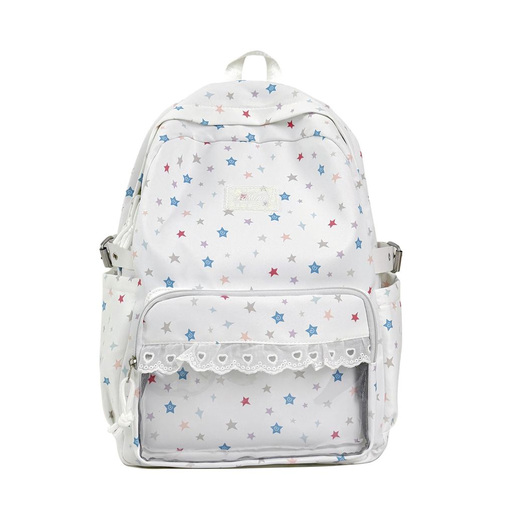 Schoolbag High Value Cute Star Transparent Pain Bag Large Capacity Lightweight Junior High School Girls Schoolbag Korean Sweet Backpack Women