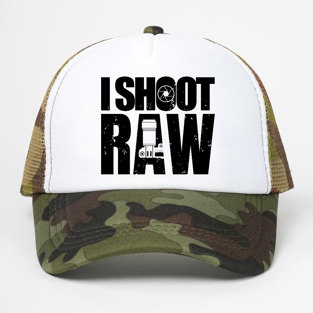 I Shoot Raw Photography Photographer Camera hat unisex Summer Adjustable mesh breathable visor Trucker Hats Birthday Gifts