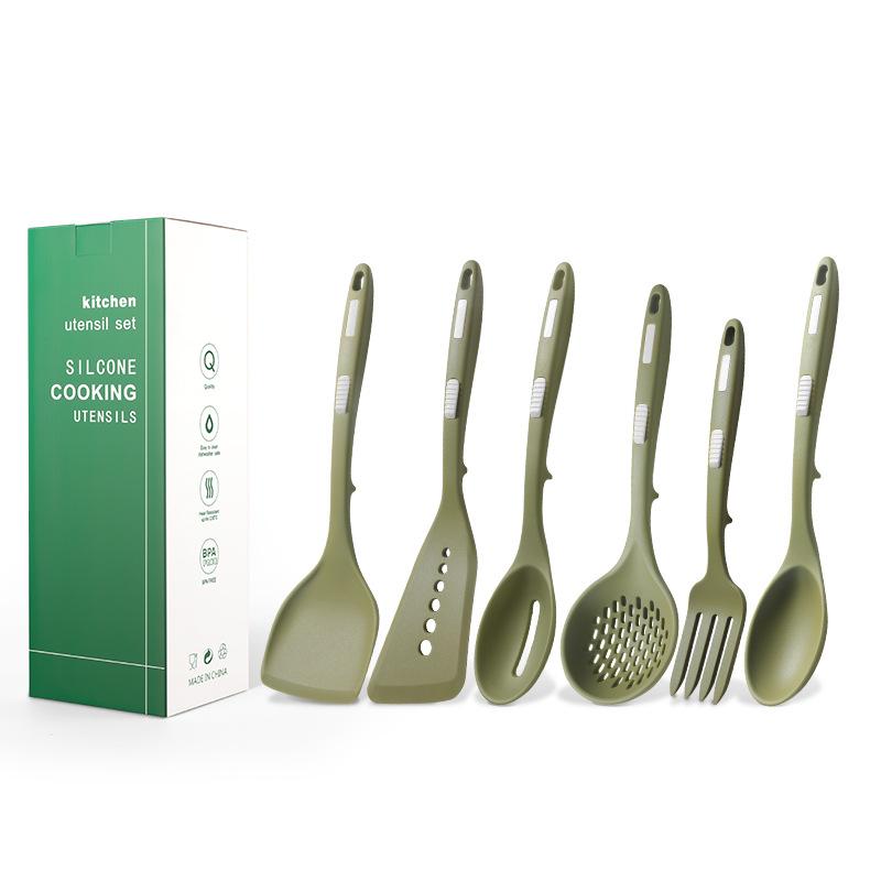 Set 6 Utensili da Cucina in Silicone Antiaderente Spatola Crema Burro Coltello Raschietto Pennello Olio Frusta Clip per Alimenti Utensili da Cucina