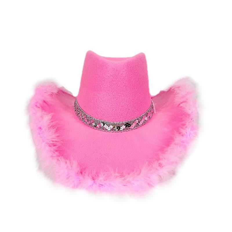 

Cowgirl Hat Sparkly Performance Party Hat Sequin Hat Unique For Disco XS（old） рожевий
